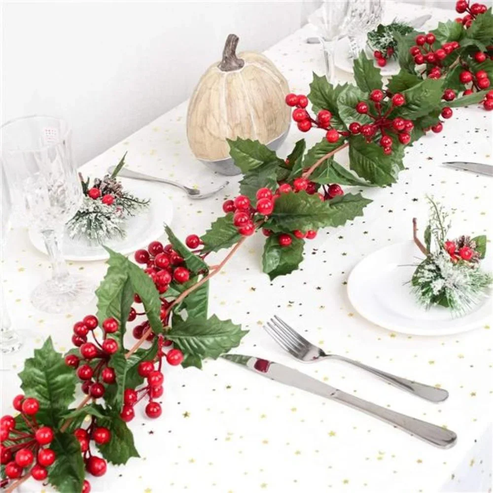 6FT Red Berry Christmas Garland, Flexible Artificial for Indoor Outdoor Home